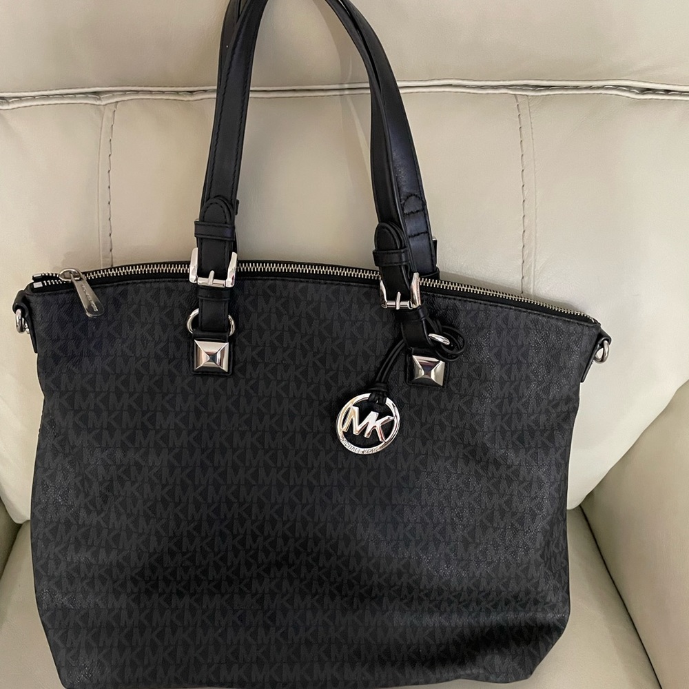 Michael Kors Black MK Logo Tote Shoulder Bag